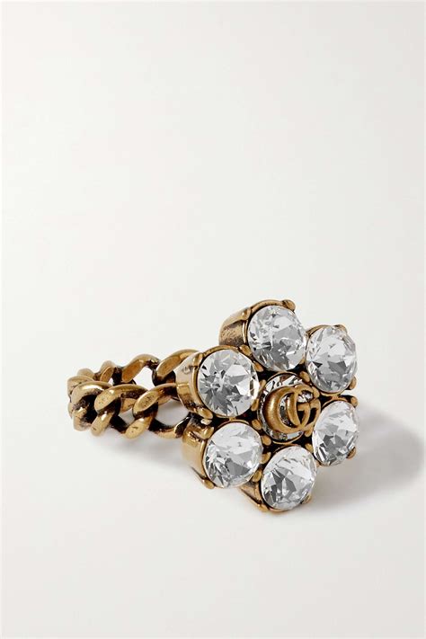 gucci gold tone crystal ring|men's gold gucci rings.